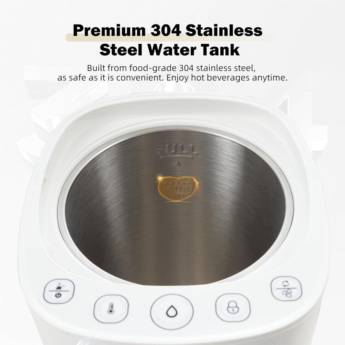 OCTAVO Water Boiler & Warmer 5 Liter, 304 Stainless Steel Water Tank, 700 Watt 6 Adjustable Water Temperature, LCD Touch Control Screen, Child Lock with Water Shortage Indicator