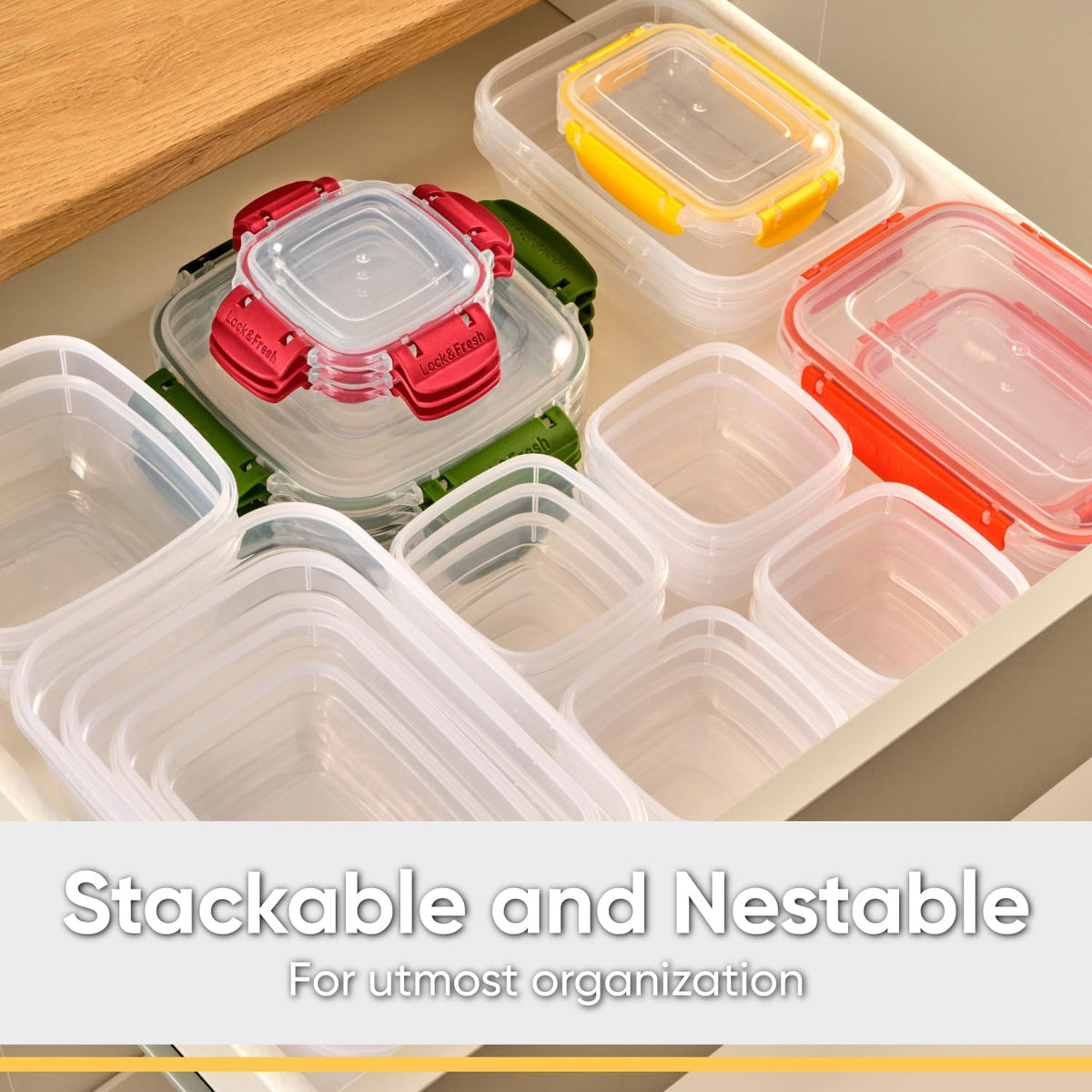 Superio Plastic Food Storage Containers with Airtight Lids, 4 Pack- 80 Oz, BPA Free, Leakproof, Stackable, Microwave, Dishwasher, Freezer Safe, Green