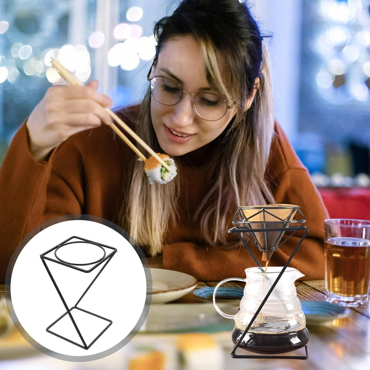 Pour Over Dripper Stand Manual Coffee Filter Maker Pour Over Coffee Holder Filter Cup Holder Tea Strainer Stand for Coffee Beer Drink Maker