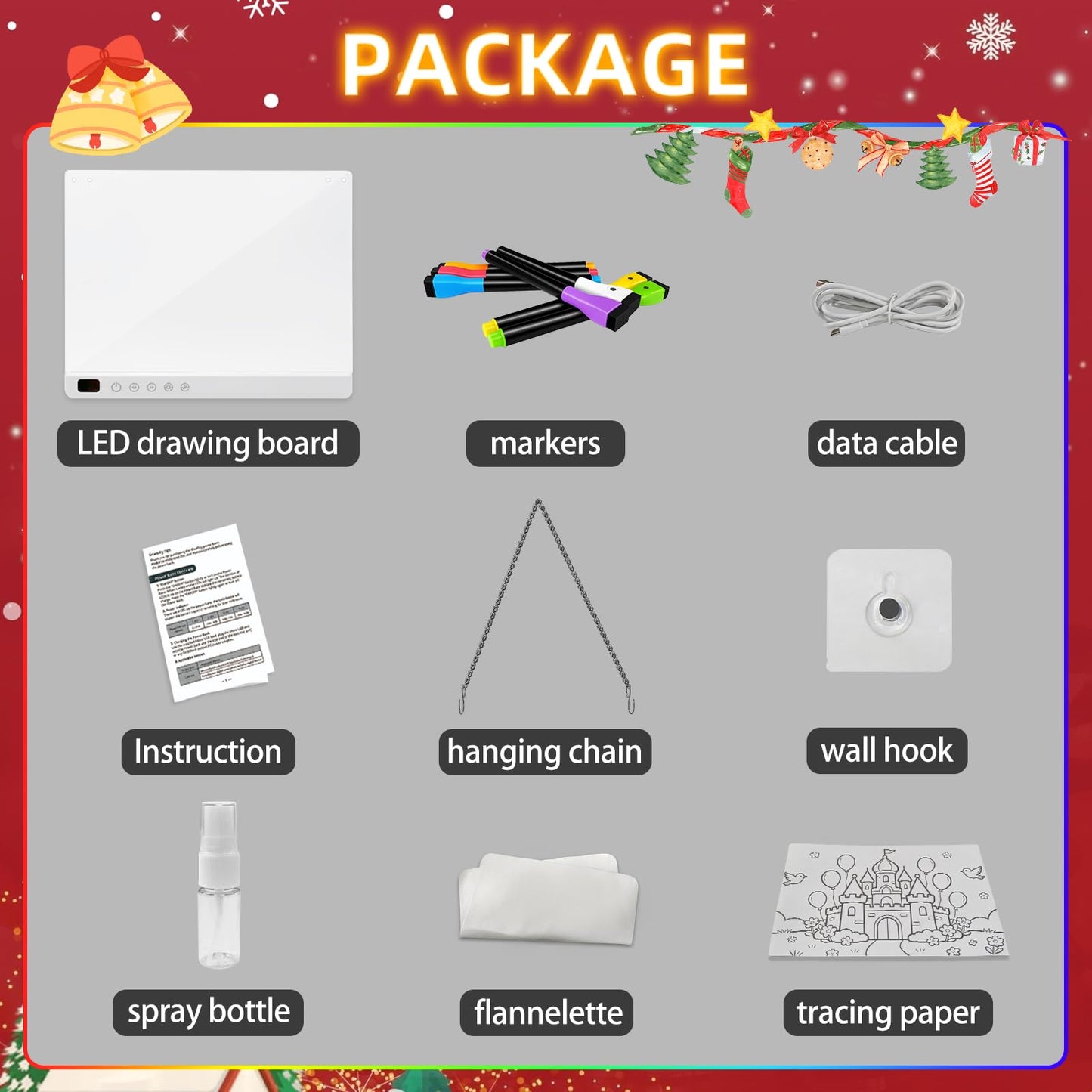 Lumiboard Led Drawing Board with 13 Light Effects, 16" Rechargeable Glow Doodle LED Note Board with Colors, Neon Light Up Drawing Tablet Gifts for Kids for Easter Birthday Christmas Gift Ideas