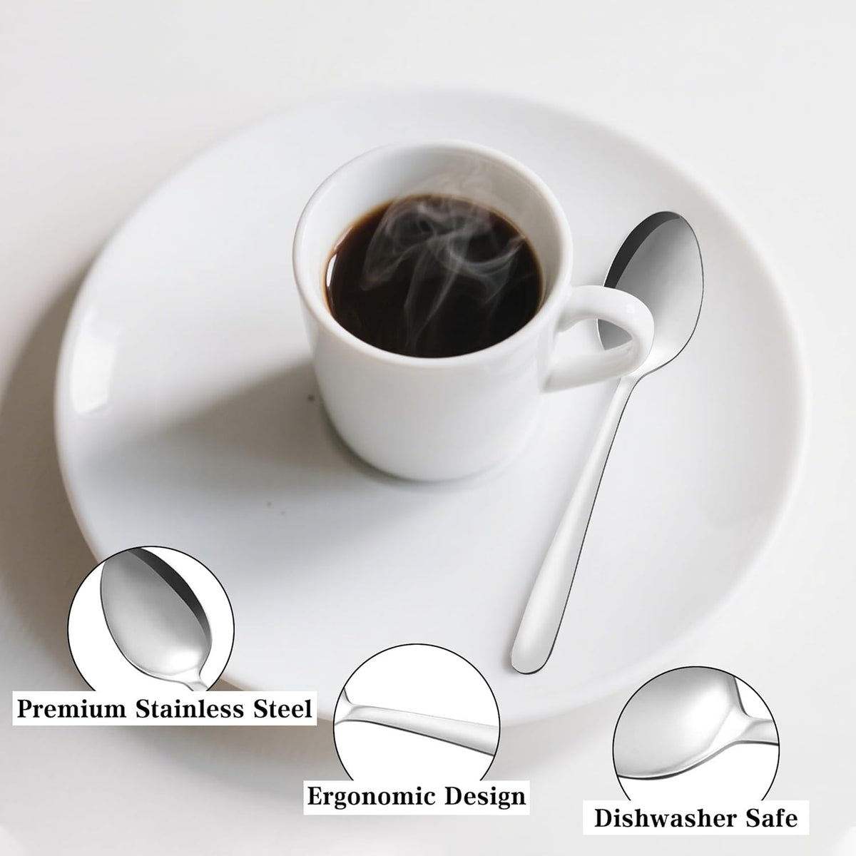 Pleafind 36Pcs Coffee Spoons, 4.7 Inch Spoons Silverware, Stainless Steel Tea Spoon, Mini Spoon, Mirror Polished Teaspoons for Home, Kitchen, Restaurant, Dishwasher Safe