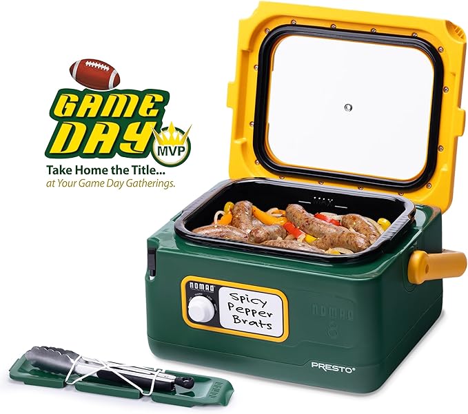 Presto 06019 8-Quart Nomad Traveling Slow Cooker, Locking Lid, Dry Erase Board, Green/Gold