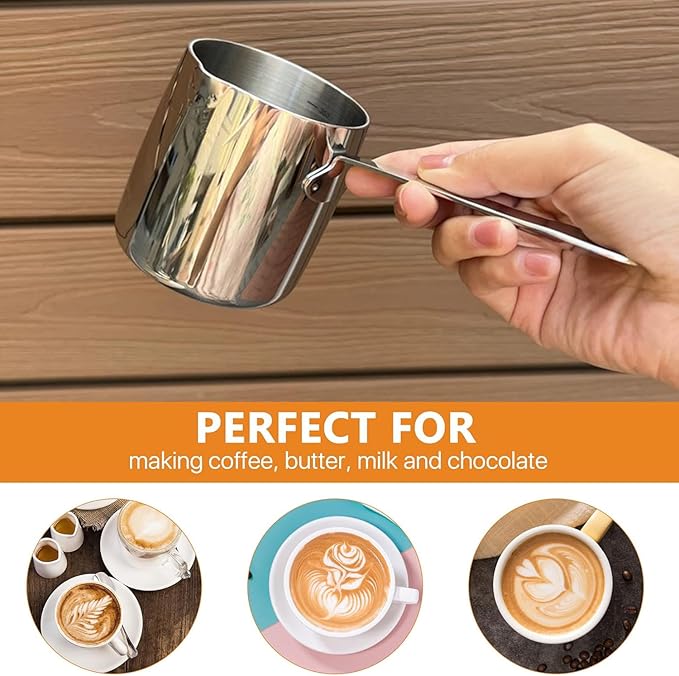 Butter Warmer Turkish Coffee Pot Milk Warmer Pot 18/10 Stainless Steel Mini Saucepan 10oz/300ml