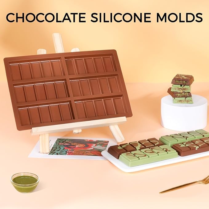 Chocolate Molds - Non-Stick Chocolate Bar Mold, Food Grade Silicone Deep Chocolate Bar Mold for Dubai Chocolate Bar Pistachio, Chocolate Snacks - Set of 2