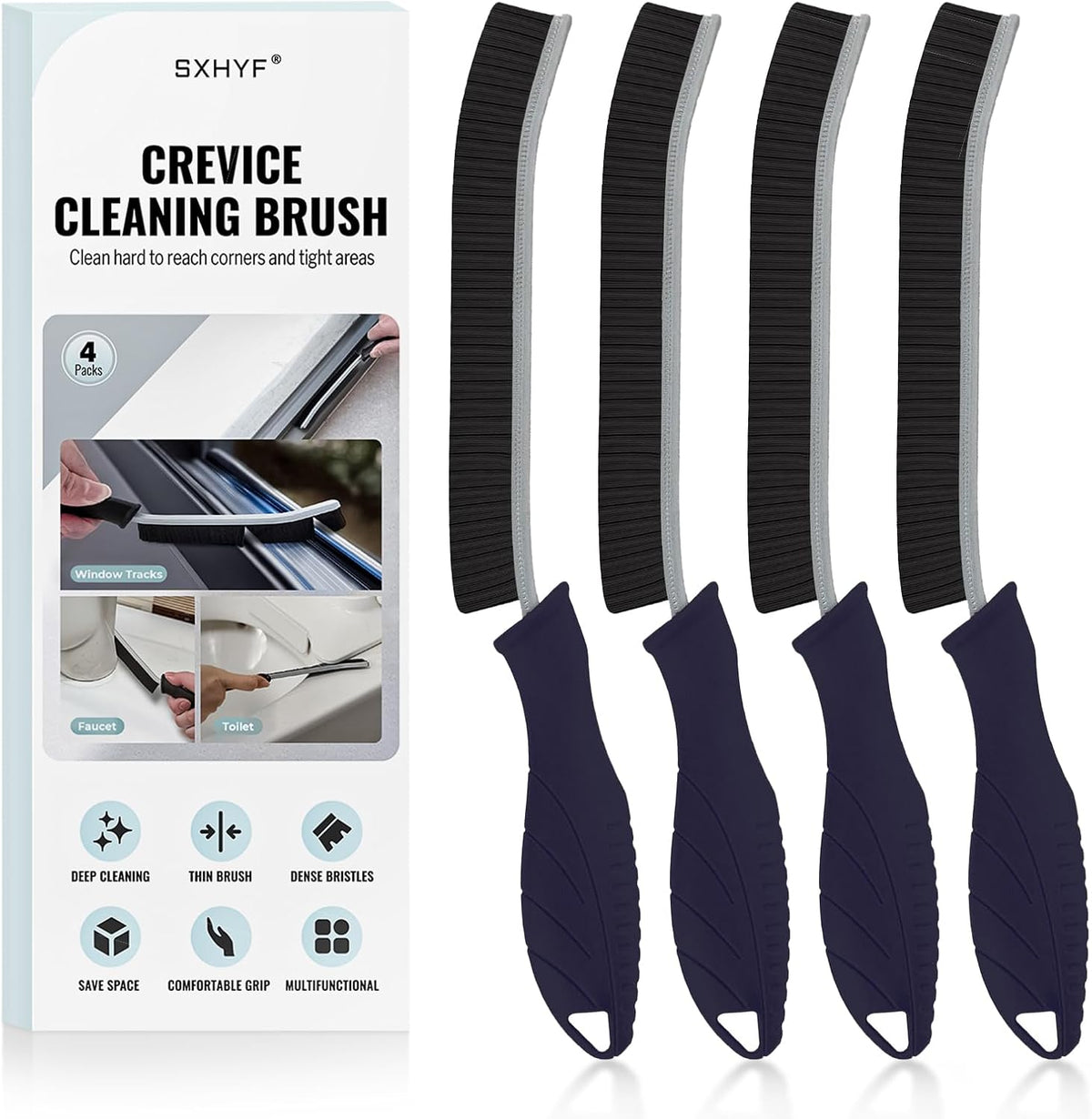 SXhyf Crevice Cleaning Brush - Grout Scrub Brush, House Cleaning Supplies, Gap Cleaning Tools, Home Essentials, Gifts for Women Men, Hard Bristle Crevice Cleaner Brush for Household Use, Bathroom