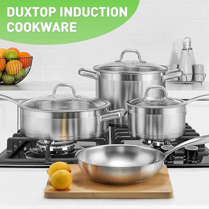 Duxtop Professional Stainless Steel Pots and Pans Set, 17PC Induction Cookware Set, Impact-bonded Technology