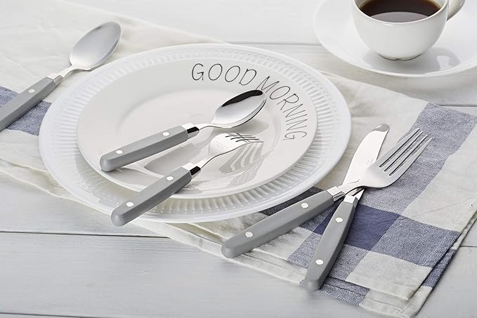 ANNOVA Silverware Set, Retro/Rivet Colorful Stainless Steel Tableware Kitchen Flatware Set Utensils, Includes Dinner Knives, Forks, Spoons, Salad Forks & Dessert Spoons (Gray, 20 Pieces)