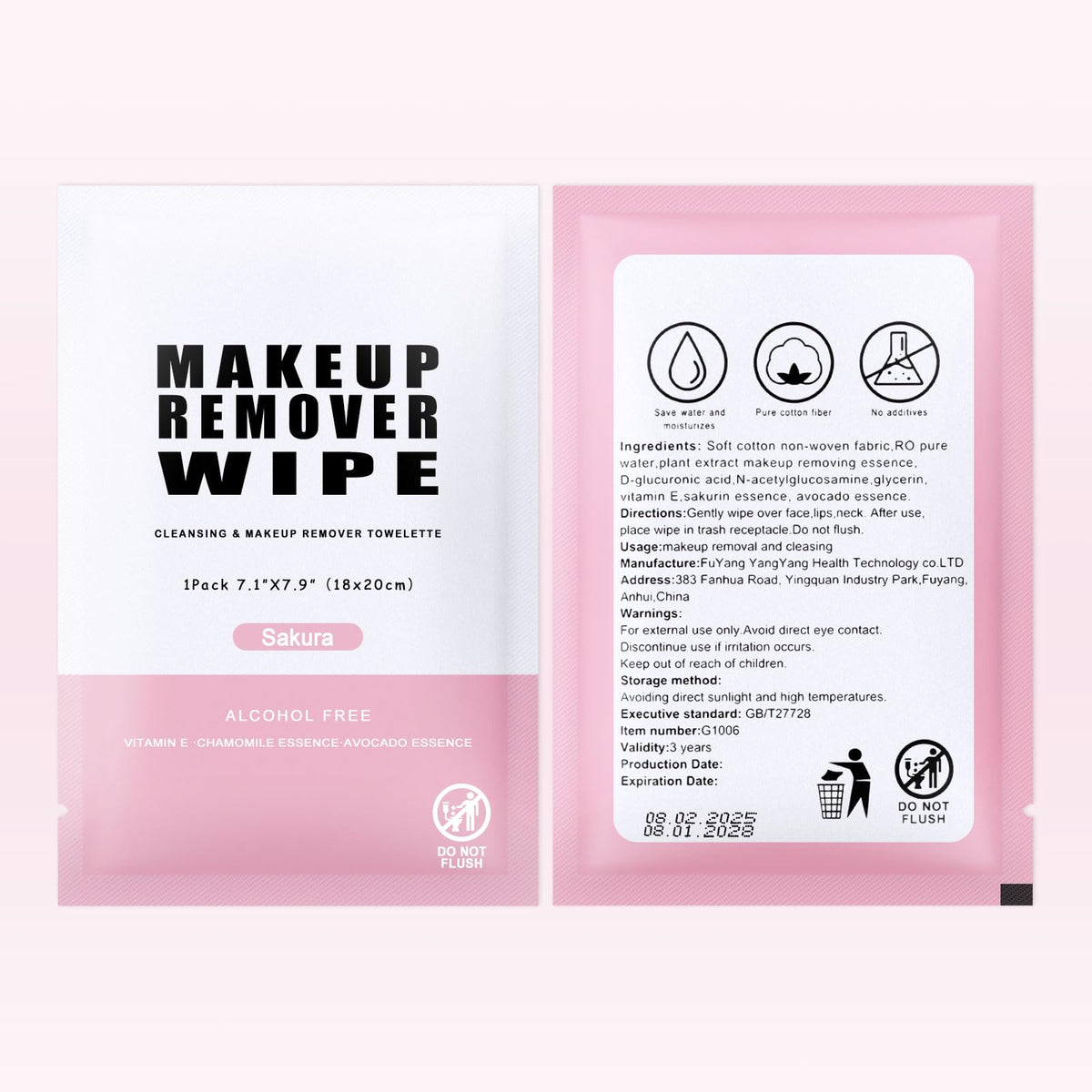 Pack of 200 Makeup Remover Wipes Individually Wrapped,Sakura Scent