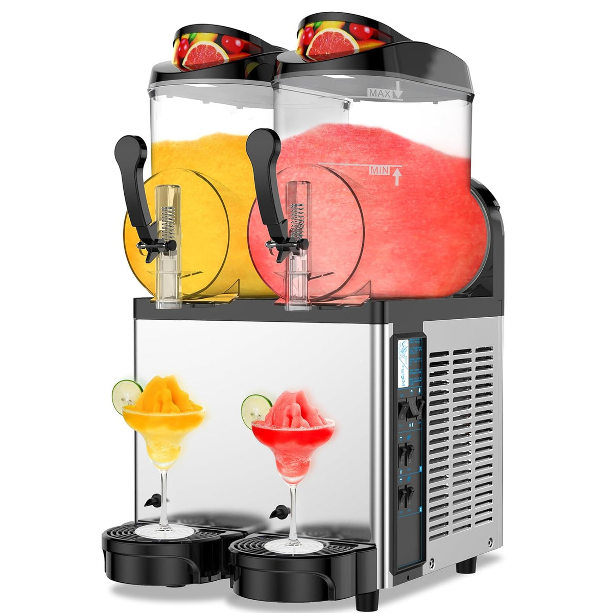 Commercial Slushie Machine, Slushy Machine for Home, 24L Slushie Maker Frozen Drink Maker, No Ice Need, Kitchen Appliances, Slush Cocktail Margarita, Smoothie Machine, Party Bar Amusement Park