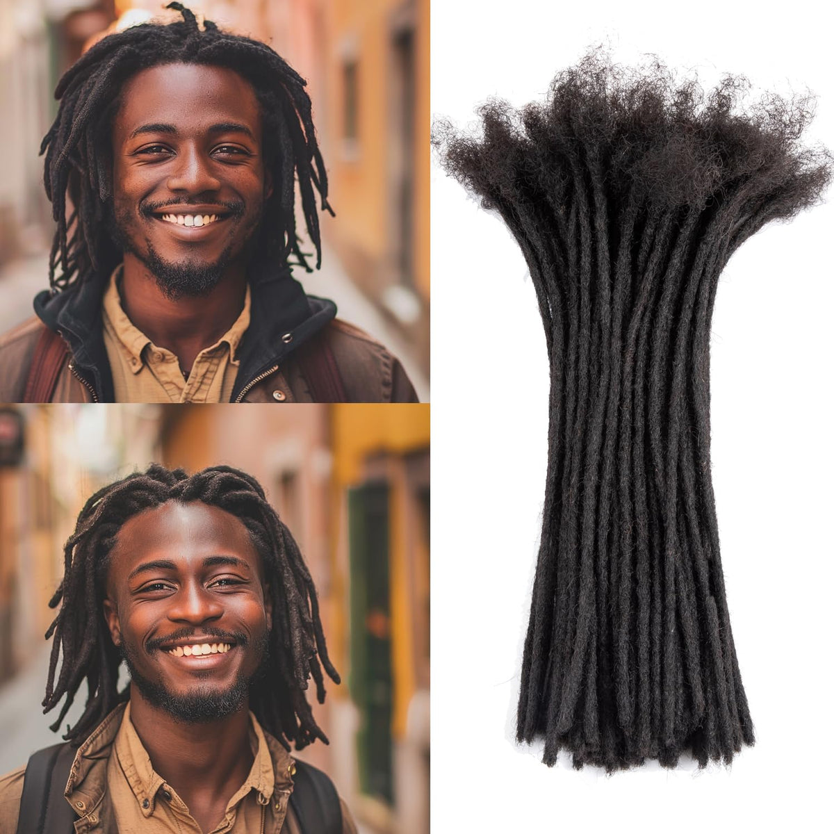 Teresa 10 Inch 0.2Cm Width Loc Extension Human Hair Natural Black 40 Strands Full Hand-Made Permanent Locs Extensions Can Be Dye
