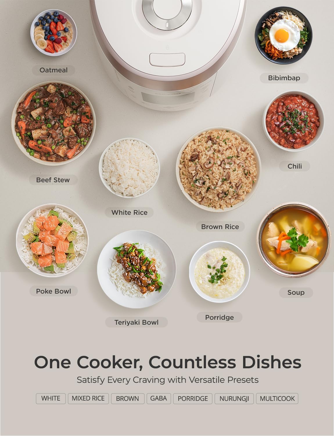 Cuckoo Heating Pressure Cooker & Warmer – 12 built-in programs, Glutinous (white), Mixed, Brown, GABA rice, and more, 10 cups