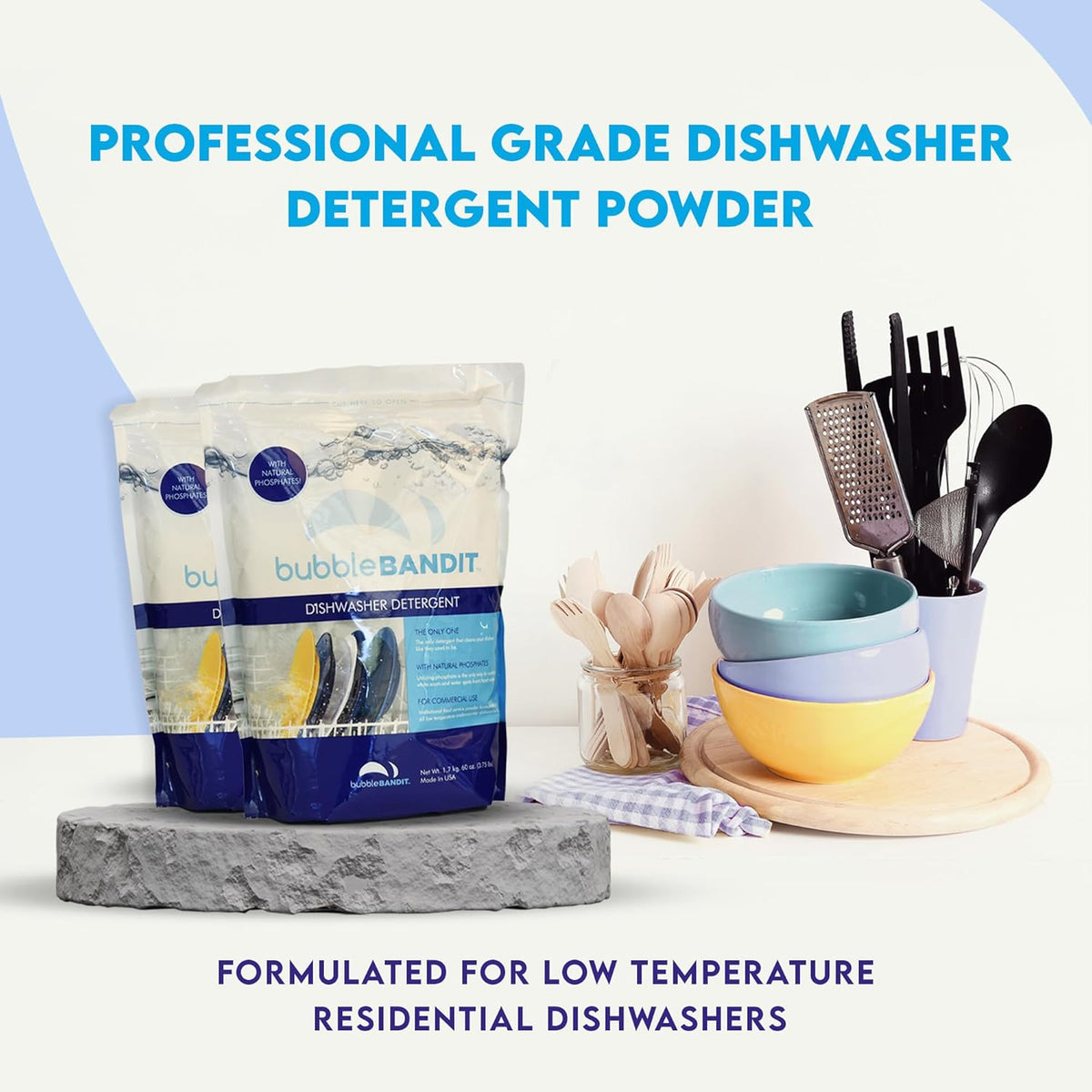 Dishwasher Powder Detergent with Phosphate(Pack of 2). The Best Dishwasher Detergent for Spotless Dishes in Hard Water! ALL-IN-ONE (Soak, Wash & Rinse),(7.5 lbs.)