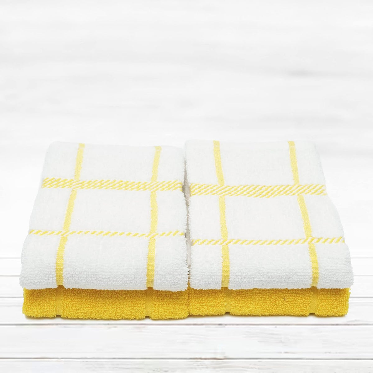 100% Cotton Terry Dish Towels, 4 pack16 x26 Inches, Super Soft and Absorbent Kitchen Towels, Perfect for Kitchen Cleaning and Dish Washing | Yellow
