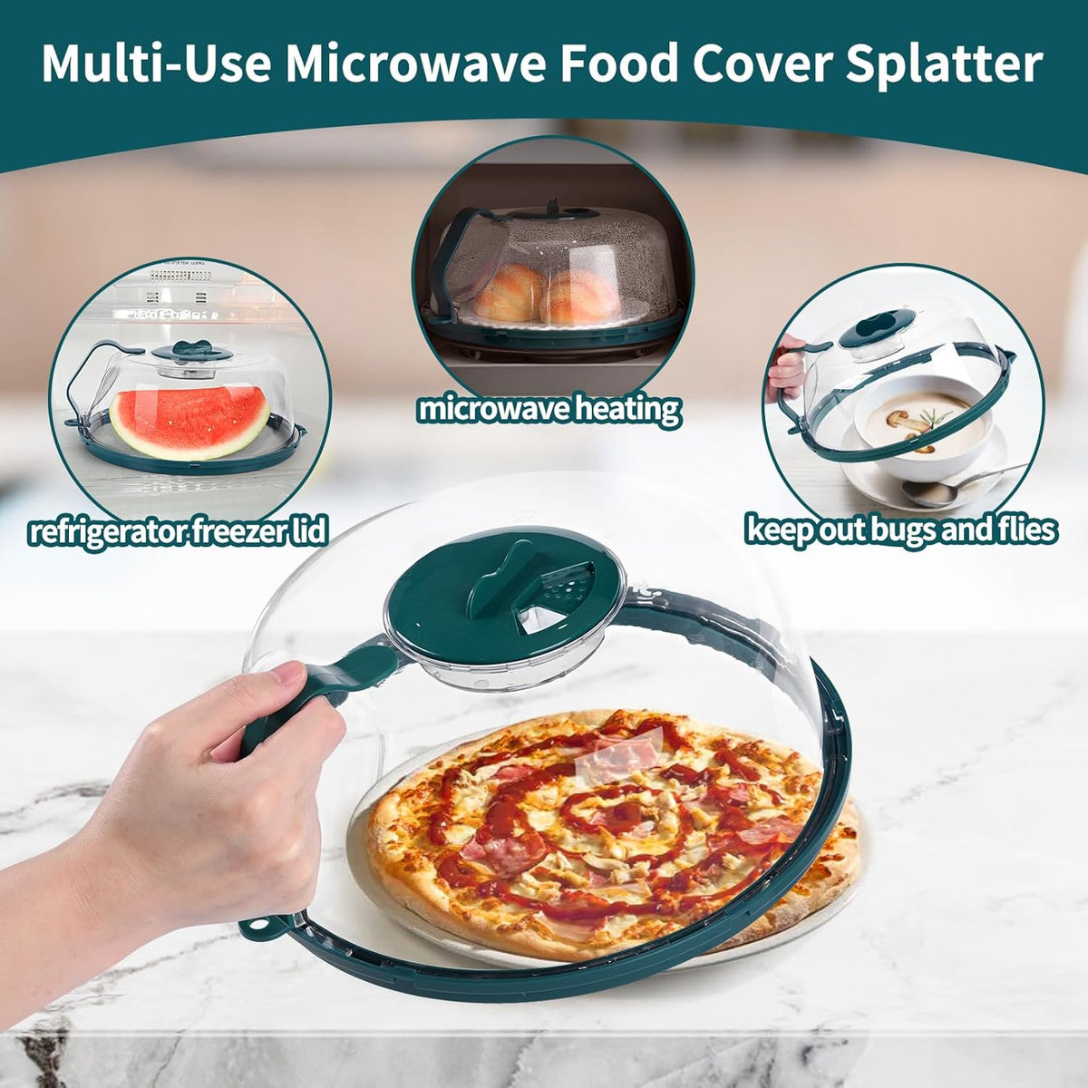 Microwave Cover with Water Steamer, Microwave Splatter Cover, 10 Inch Plate Covers with Integrated Handle Splatter Guard, Kitchen Gadgets & Accessories, House Essentials for Gift