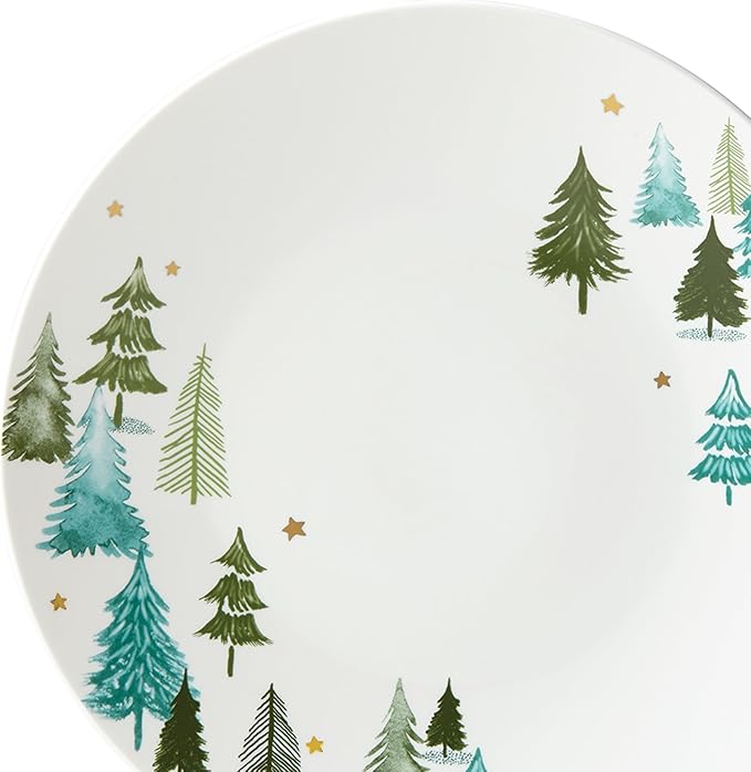 Lenox 880068 Balsam Lane 4-Piece Dinner Plate Set(Green), Christmas Drinkware, Holiday Hosting