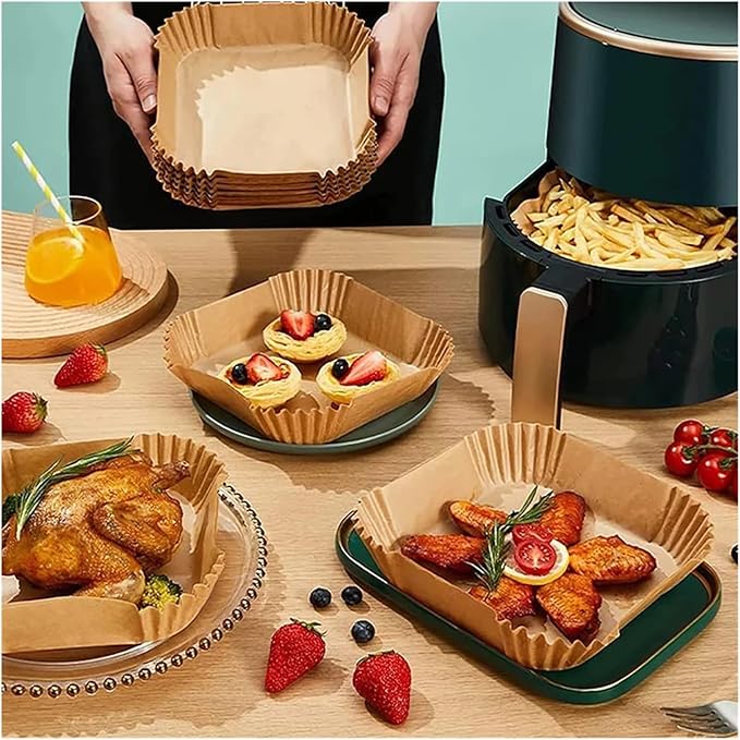 Large Air Fryer Disposable Paper Liners Nonstick 23cm Oven Airfryer Parchment Baking Paper ，Compatible For Ninja，Compatible For COSORI ，Grill Cooking Basket(20cm round,200 Pcs)