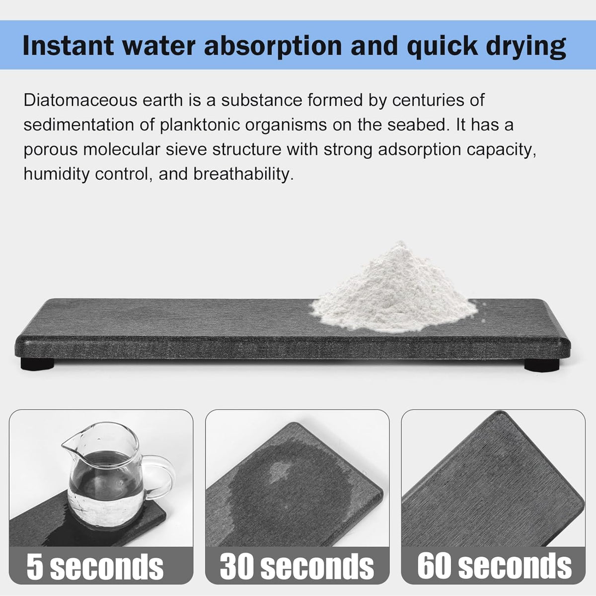 3PCS Stone Drying Tray, Water Absorbing Stone Tray for Sink, Stones Soap Trays, Fast Dry Diatomite Stones Mat,Used for Hand Soaps,Sponge,Toothbrush Holder in Bathroom Counter and Kitchen Sinks