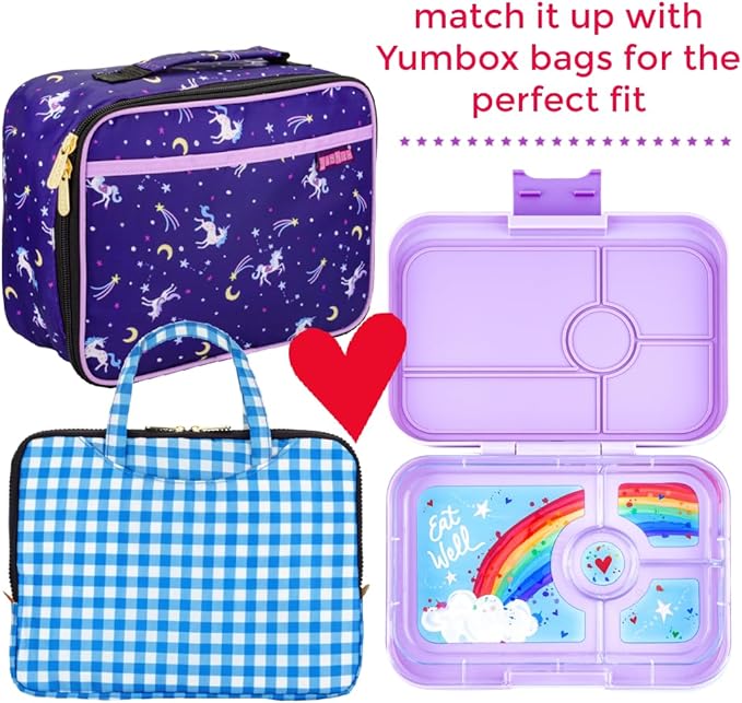 Yumbox Tapas (Seville Purple Rainbow) - Large Leakproof Bento Lunch Box for Adults/Kids, 4 Compartments - 4.2 Cups Capacity