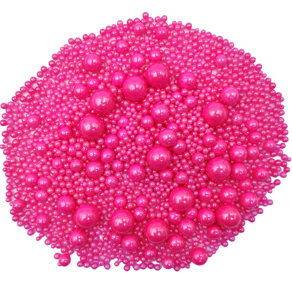 Edible Rose Pink Sugar Pearls Candy Sprinkles 120G/ 4.23Ounce Baking Cake Sprinkles Cupcake and Cake Topper Cookie Decorations Wedding Party Valentines Halloween Christmas Supplies
