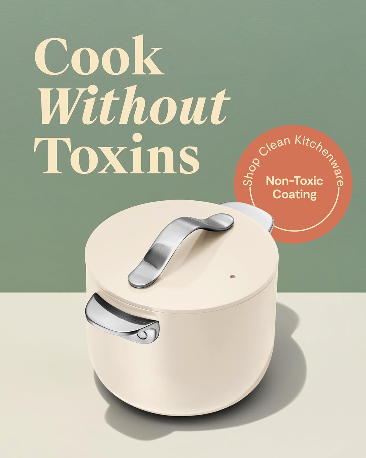 Caraway Petite Cooker - 2 Qt Ceramic Coated Pot - Free From Forever Chemicals - Perfect for Rice, Grains, or Sauces - Sage