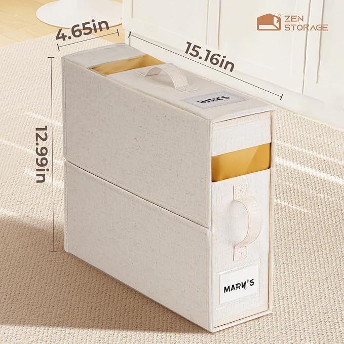 8Pack Linen Sheet Organizers for Linen Closet - King/Queen Size Bedding Storage Boxes with Clear Window | Foldable, Dustproof Sheet Storage Organizer for Blankets & Sheet Sets,Off-white