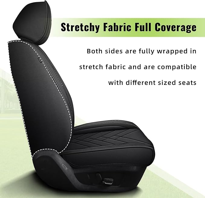 AOMSAZTO Front Seat Covers Fit for GMC Acadia 2017-2026: Faux Leather Automotive Seat Covers Waterproof Vehicle Seat Cushion Protector Car Interior Covers(2 Seat Black)