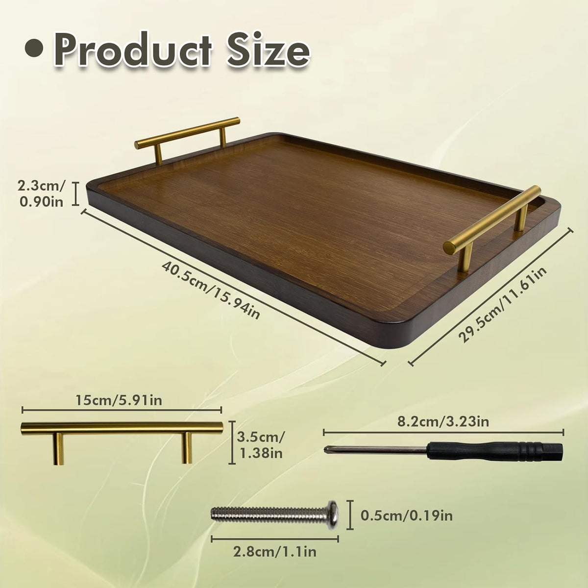 2 Pieces (15.94x11.61×0.9") of Rectangular Long Cut Vegetable Boards with Handles Made of Acacia Wood, Suitable for Coffee Table Trays, Home Decor Cheese Boards, Breakfast in Bed