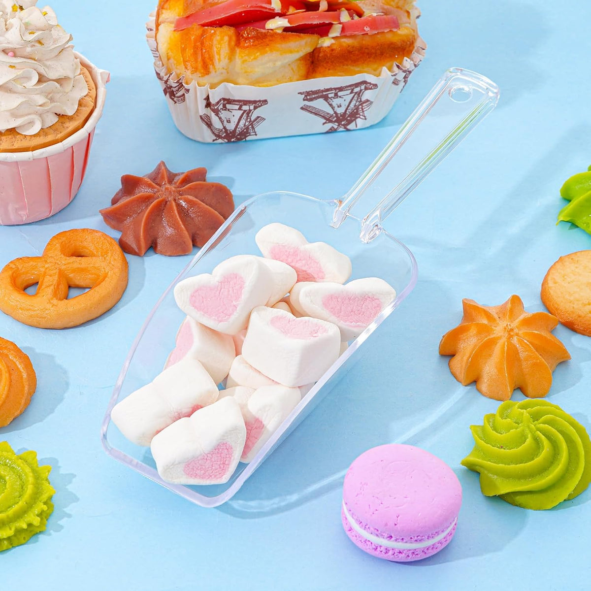 4Pcs Clear Plastic Ice Scoop for Freezer, Mini Candy Popcorn Scoops for Buffet Food Dry Goods, Flour Scoops for Canisters, 7.5 In (Clear)