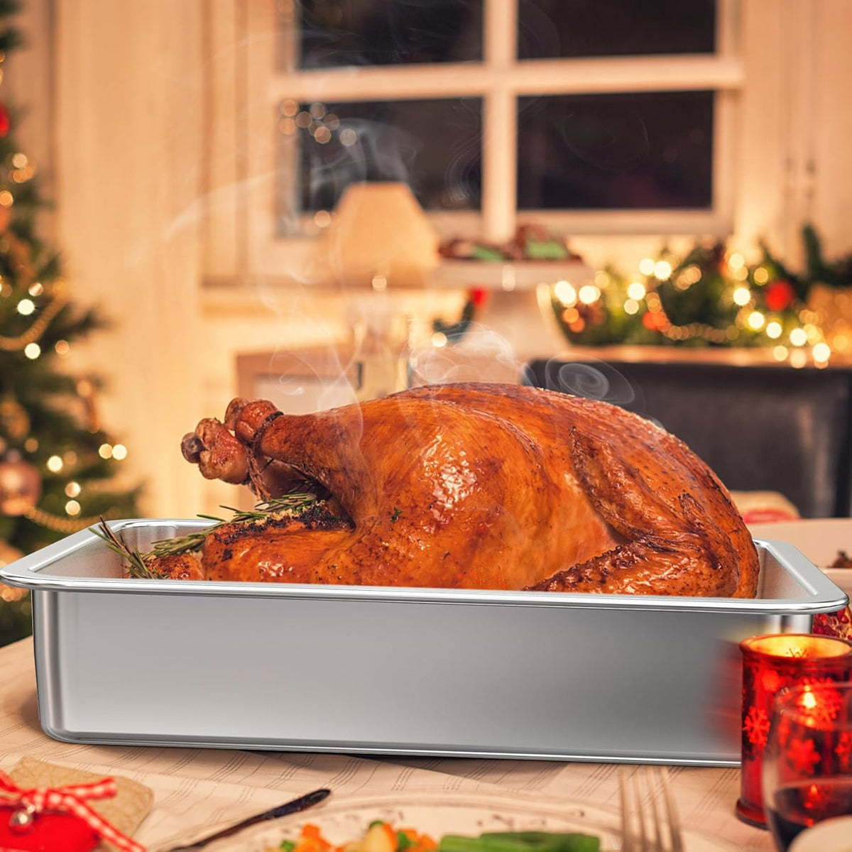 Onlyfire Stainless Steel Baking Pan Barbeque Grilling Pan for Baking Breads, Grilling Chicken, Vegetables,15.5" X 11.6" X 2.8"