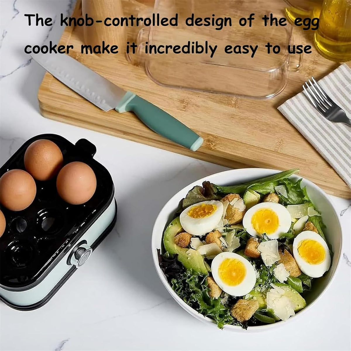 Sunny Side Master Egg Cooker, Multi-functional 6-Egg Rapid Cooking Capacity, Electric Poacher with Stainless Steel Design, For Soft Medium Hard Boiled Eggs and Omelettes (1Pcs)