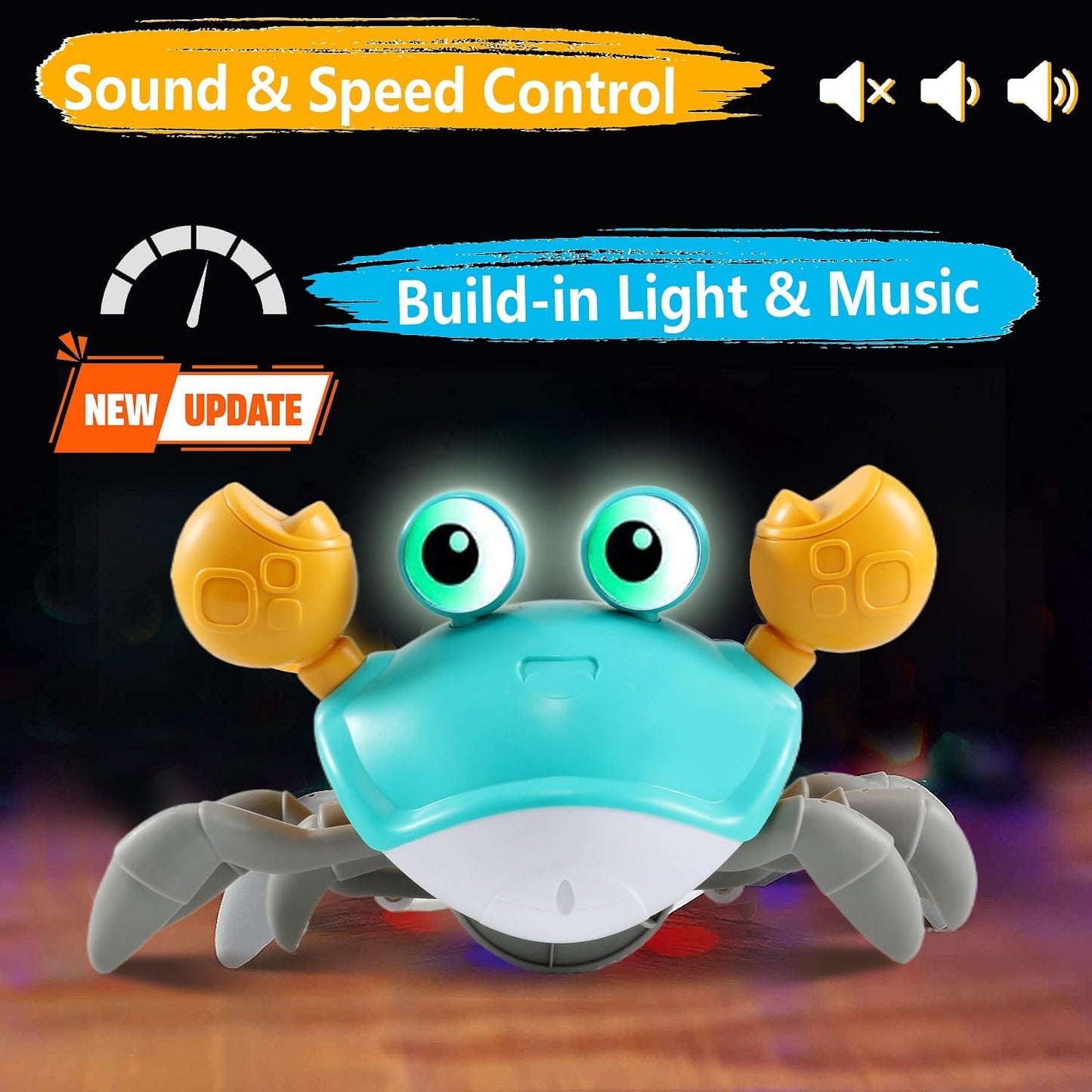 control future Crawling Crab Toy for Little Ones, Tummy Time Toy with Music and Lights, Interactive Moving Crab for Crawling, Walking and Early Development, Birthday Gift for Kids
