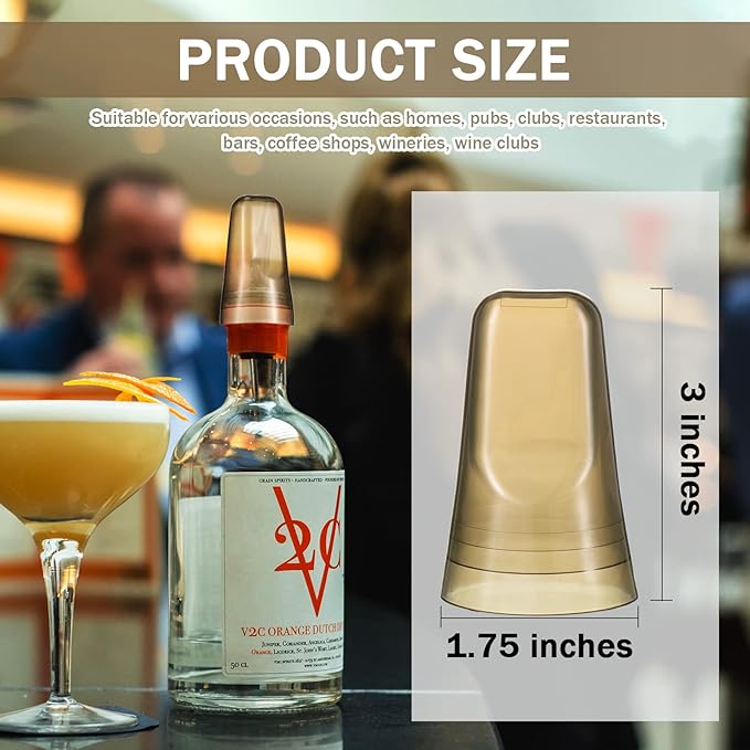 Chengu 36 Pieces Liquor Bottle Covers Pour Spout Covers Bar Toppers for Bottles Universal Pour Dispenser Dust Translucent Silicone Rubber Spout Caps for Bar Home Kitchen Tools Supplies (Champagne)