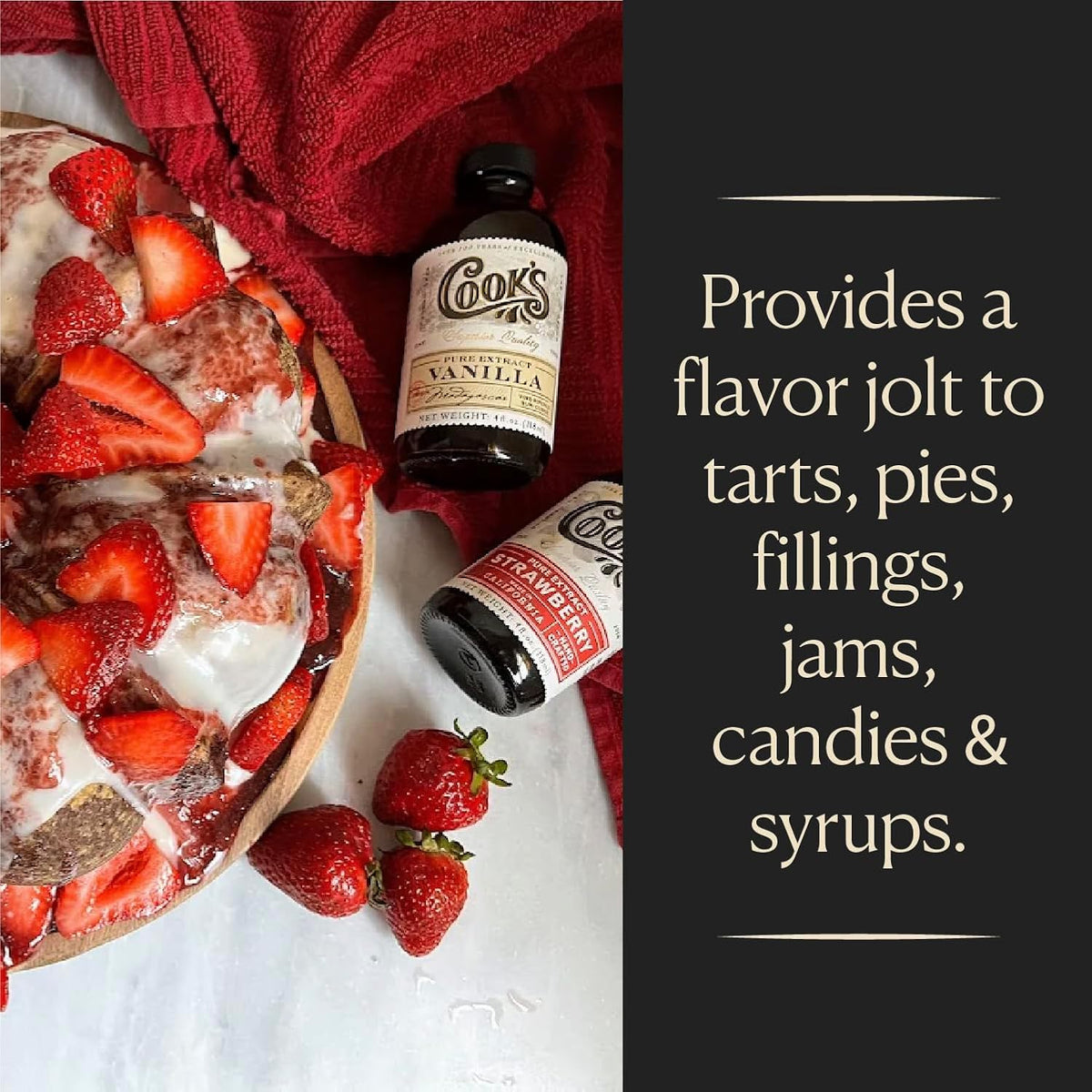 Cook's, Strawberry Extract for Baking, Preserves, Syrup, Cookies, Cakes, 8 oz