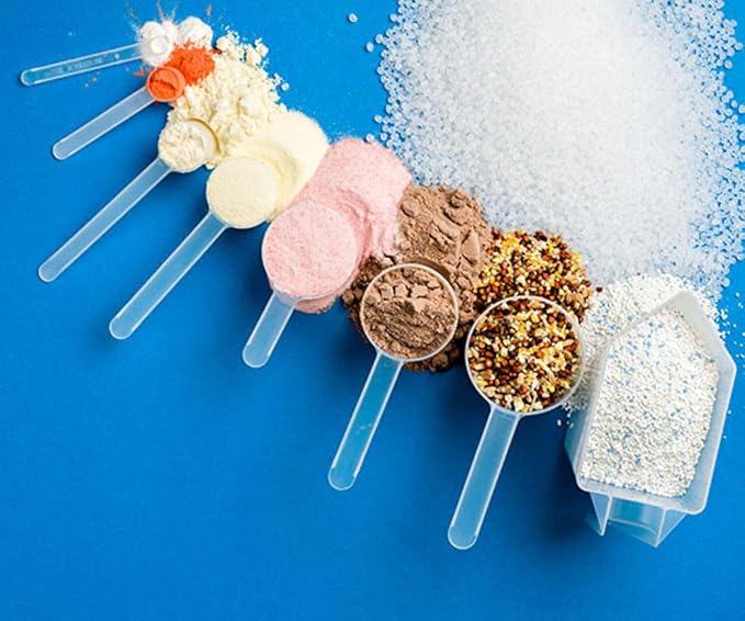 Plastic Measuring Scoop, (18 cc | 1.30 Tablespoon | 18 mL) Long Handle Spoons for Powders, Granules, Coffee, Pet Food, Baking Supplies, Protein and Other Dry Goods, BPA Free (Set of 100)