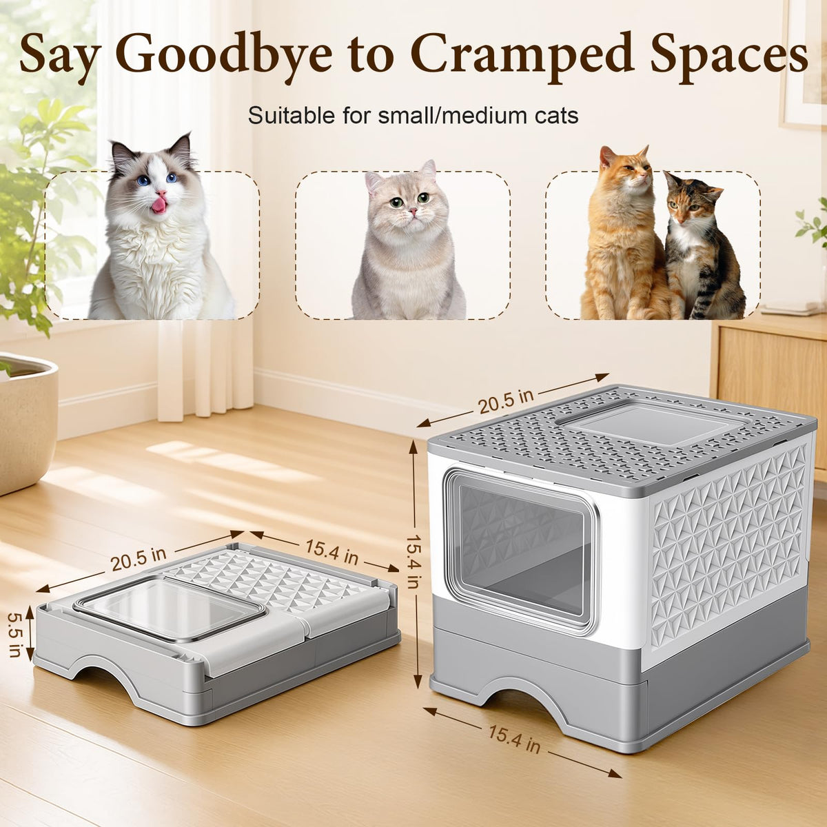 CBMNBDR Covered Cat Litter Box with Lid for Small & Medium Cats