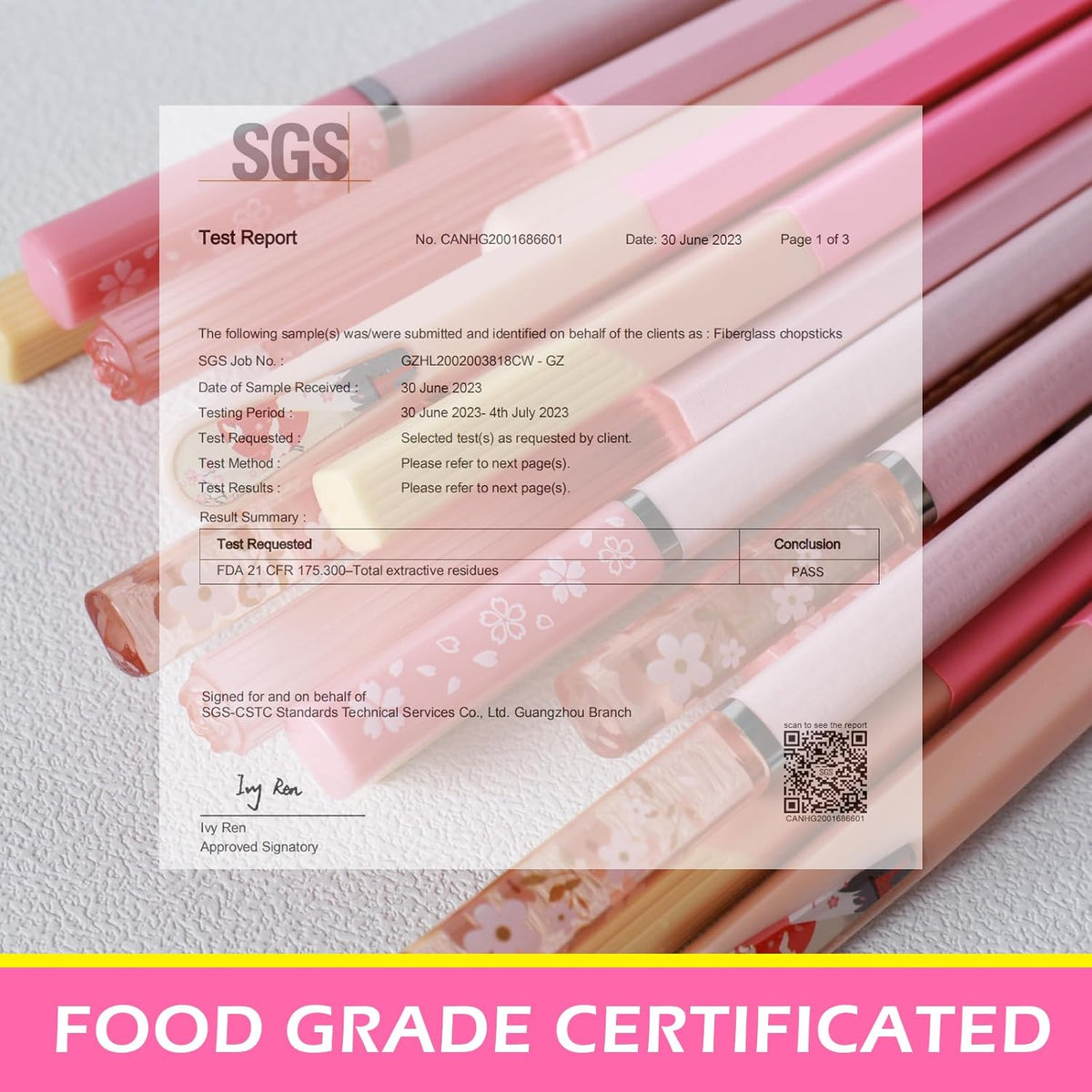 Chopsticks Reusable Dishwasher Safe, GLAMFIELDS 10 Pairs 9.5 Inches Premium Fiberglass Chop Sticks Set for Sushi, Ramen, Asian Cuisine, Non-slip, Pink