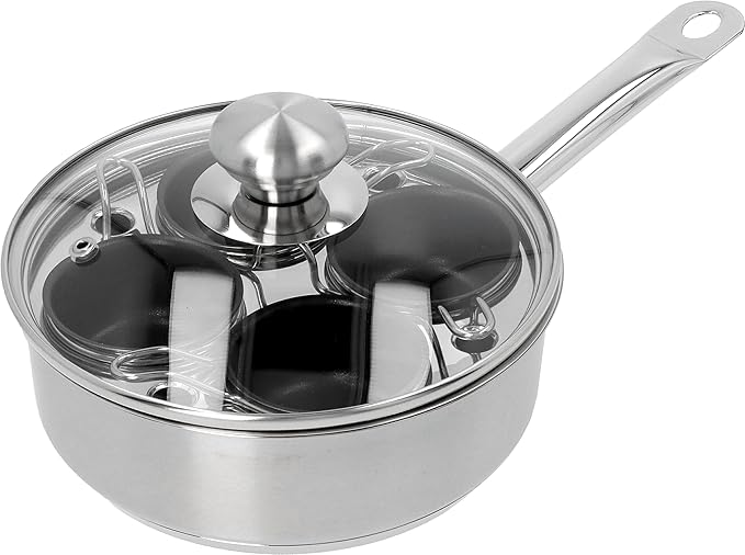 Demeyere Resto 18/10 Stainless Steel Stovetop Egg Poacher Set, 4 Removable Cups, Induction Compatible, Dishwasher Safe