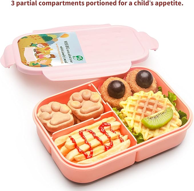 MISS BIG® Bento Box for Kids,Bento Box & Lunch Box,Leakproof, No BPAs/Chemical Dyes,M/W, D/W & Fridge Safe,1150ml Large Lunch Box for School, Picnic, Travel (Pink)