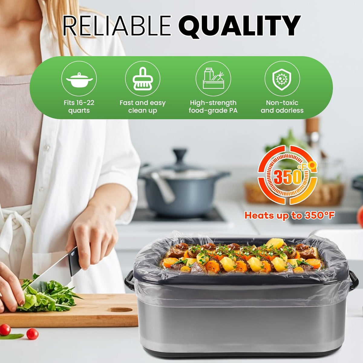 CAREGY Electric Roaster Liners 34 x 18 Inch 15 Counts Disposable Roaster Liners Fits 16, 18, 22 Quarts Roasters, Roasting Oven Liners Cooking Bags for Immediate Cleanup