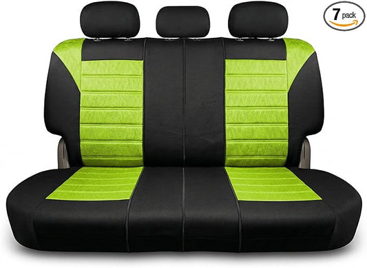 FH Group Automotive Car Seat Covers Rear Set Premium 3D Air Mesh Seat Covers, Airbag Compatible and Split Bench Cover Universal Fit Interior Accessories for Cars Trucks and SUVs - Green