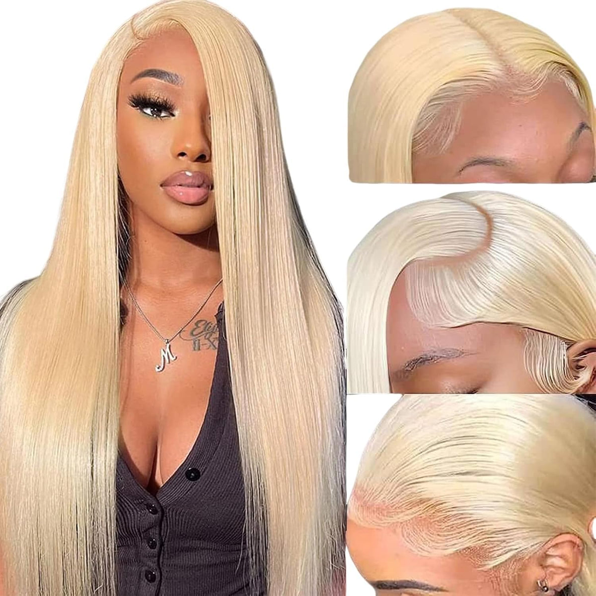 Bungiol 613 Blonde Lace Front Wig Human Hair 13X4 Hd Transparent Wig Human Hair 180% Density 28 Inch Brazilian Glueless Straight