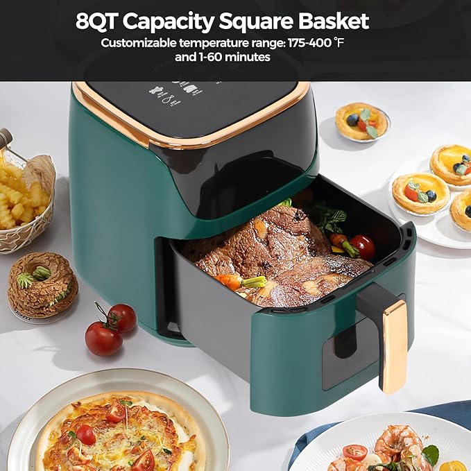 Panana Air Fryer, 8QT Large Capacity Air Fryer, Oilless Healty Cooker Airfryer Oven with 8 Presets, 1500W Air Fryers for Quick Meal, Home Use
