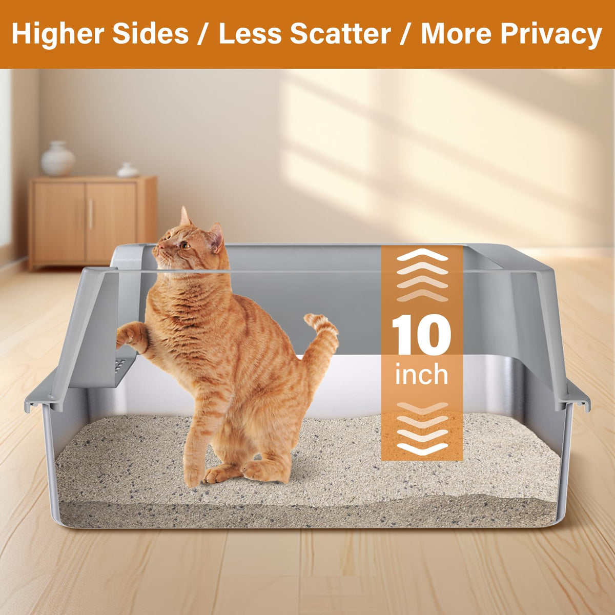 Nyutu XL Stainless Steel Litter Box with Lid, Extra Large Cat Litter Box