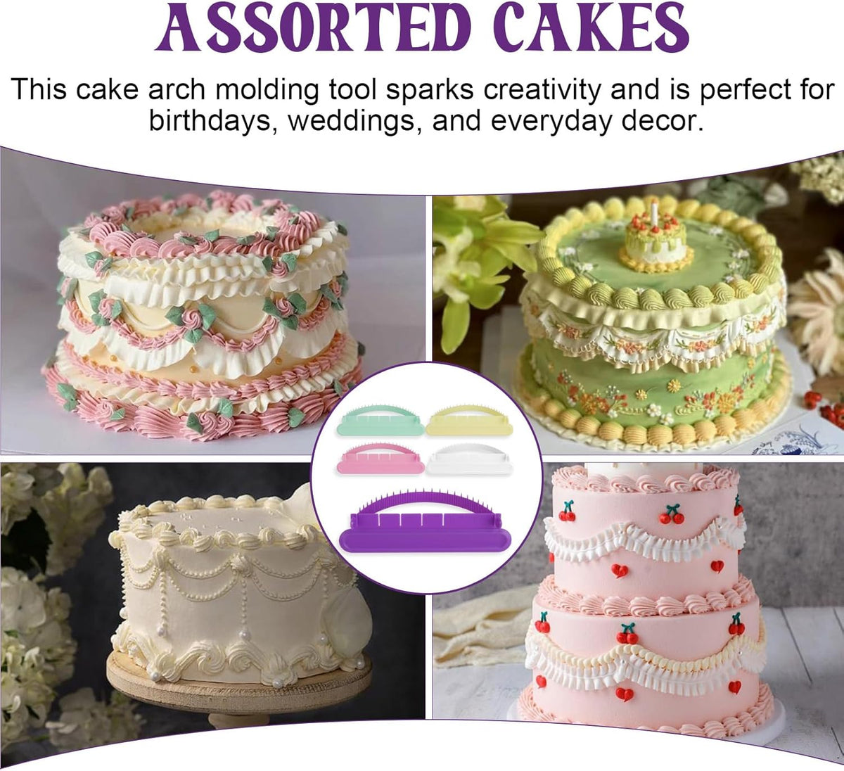 5PCS Cake Decorating Tools Set,Cake Turntable,Sweet Stamps Cake Decorating,Fondant Tools for Baking,Applicable for Creating Birthday Cakes,Ideal with Home Bakers and Cake Enthusiasts