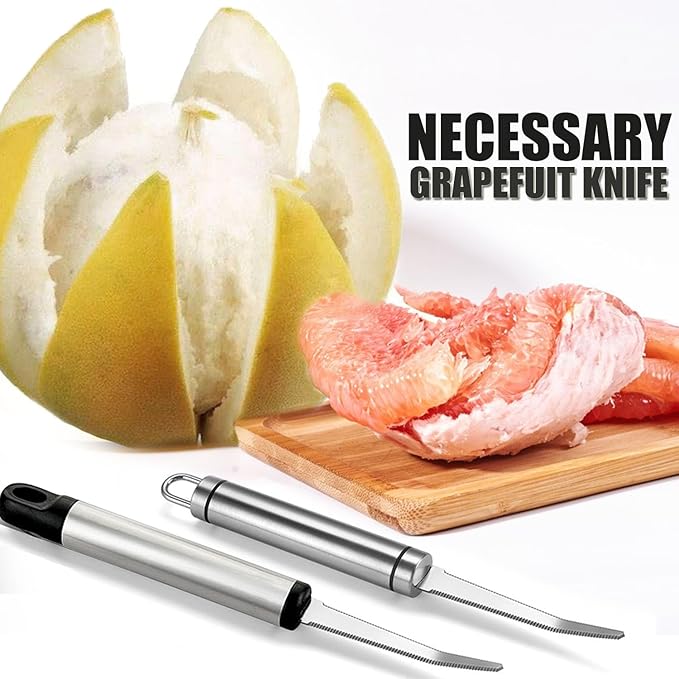 Grapefruit Spoon Serrated Edge Knife Stainless Steel Fruit Knife Grapefruit Utensils Tool Dessert Spoons for Citrus Lemon Kiwi Melon Lime Pitaya Apple Fruit Puree
