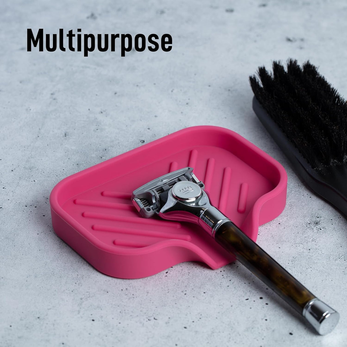 Zulay Kitchen Small Silicone Sponge Holder (4.9x3.3”) – Space-Saving Sink Organizer Tray for Sponge, Soap, Brush & More – Compact Non-Slip Dish for Kitchen & Bathroom (Honeysuckle)
