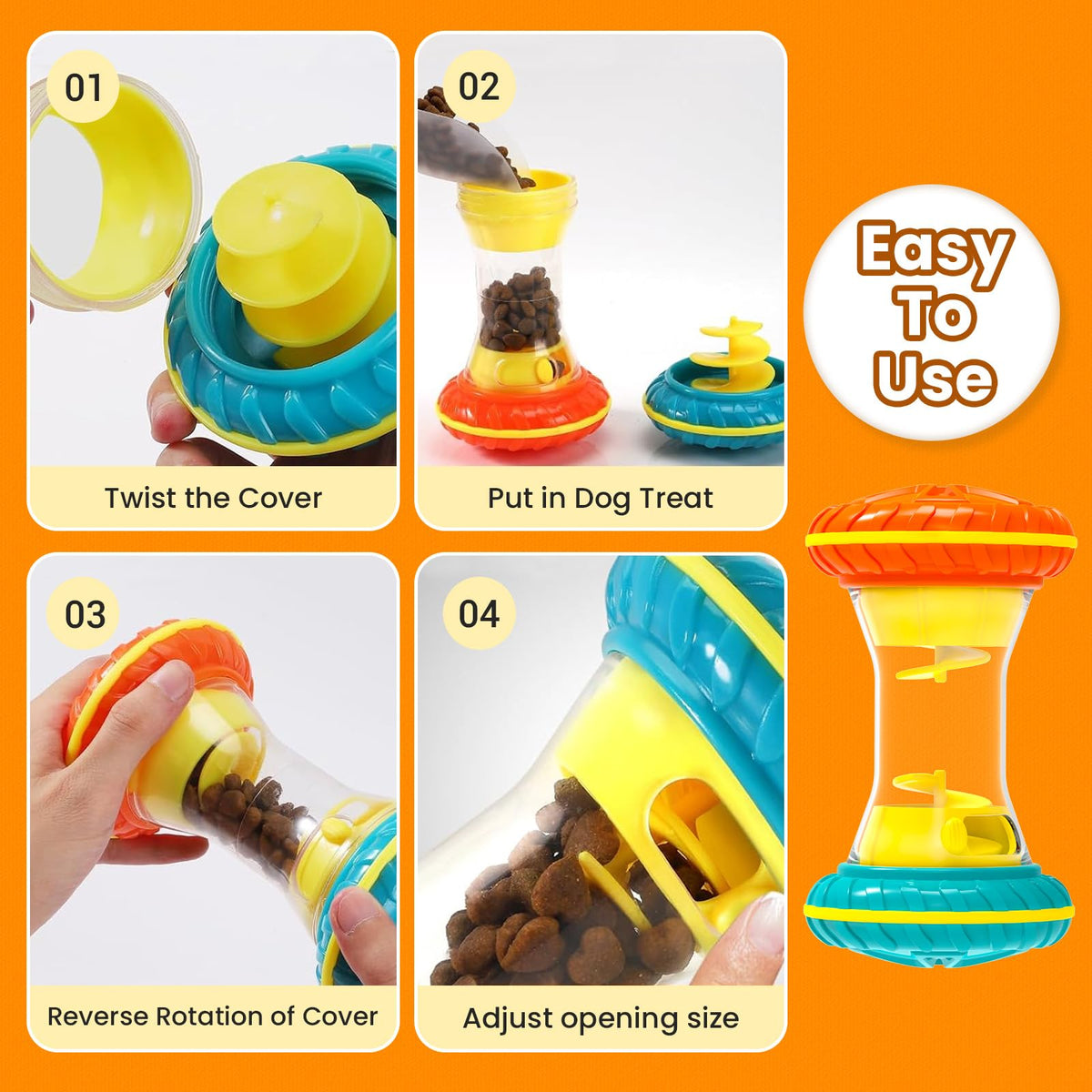 BoYoYo Interactive Dog Toys, Dog Puzzle Toys for Smart, Dog Enrichment Toy to Keep Them Busy, Treat Dispensing Toy Slow Puzzles Feeder, Yellow