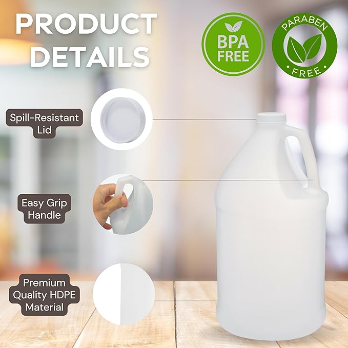 Rani Containers | 1 Gallon HDPE Plastic Jug with Reshipper Box & Child-Resistant Caps | Home & Commercial Use, Containers for Water, Sauces, Food, Soaps, Detergents, Liquids | Made in USA - Pack of 2