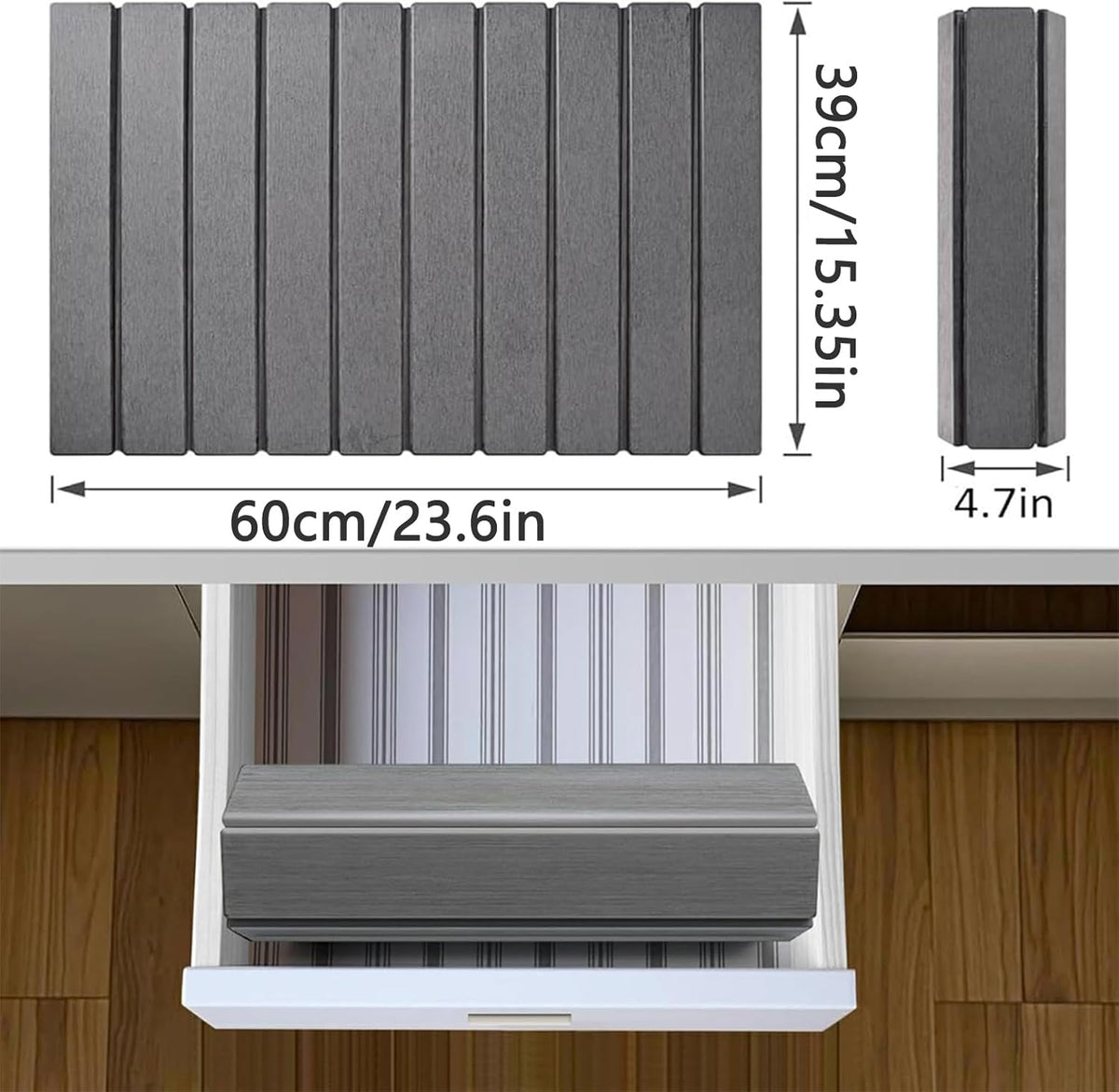 Stone Drying Mat for Kitchen Counter, Stone Dish Drying Mat Foldable, Super Absorbent Diatomaceous Earth Quick-drying Draining Mat for any Kitchen Countertop (Dark Gray B, 23.6”x15.4”)