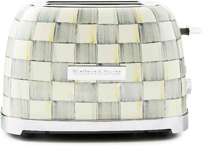 MACKENZIE-CHILDS 2-Slice Toaster, Decorative Toaster for Kitchen, Gray-and-White Sterling Check